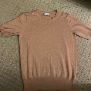 Zara beige short sleeve knot top